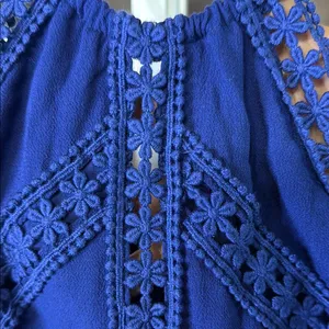 LULUS Blue Mini Dress w/ Crochet Trim Size XS thumbnail 4