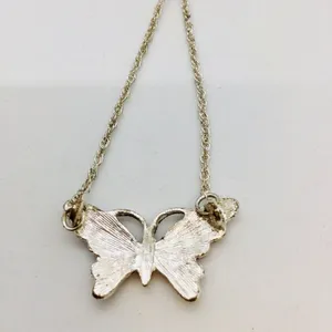 Marcasite Butterfly Dainty Chain Silver Necklace thumbnail 13