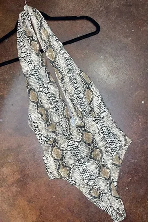 Snakeskin boutique bodysuit! Tan thumbnail 1