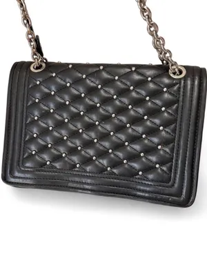 Zara Black Quilted Studded Chain Crossbody Bag thumbnail 4