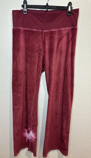 Victoria's Secret Y2K Pink Velour Pants Fold Over‎ Bootcut In Burgundy Size M thumbnail 1