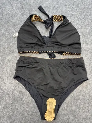 Sexy High Waist Halter V Neck Bathing Suit Tie Back Tummy Control Swimwear thumbnail 6