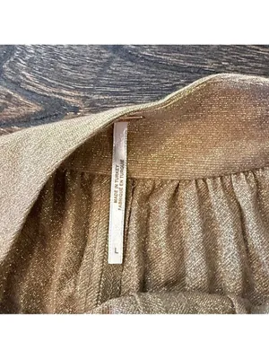 Free People Pleated Love Metallic Mini Dress Gold Brown Large‎ NWT thumbnail 6