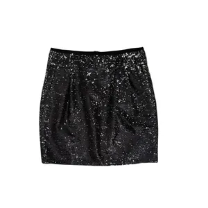 J. Crew Black Sequin Cocktail Mini Skirt Party Festive Event Size 2 thumbnail 3