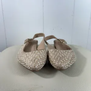 Adrienne Vittadini Rattan Woven Slingback Mule Flats Gold Buckle 8M 8 Career thumbnail 2