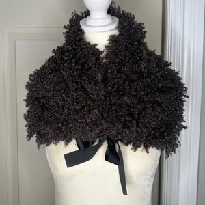 Steve Mac New York Curly Collar Shawl Eggplant OS thumbnail 7