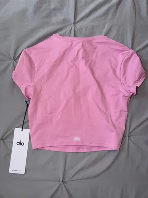 ALO Yoga Pink Crewneck Crop Top thumbnail 3