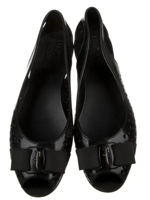 Salvatore Ferragamo Nilly Nara Vara Bow Perforated Peep Toe Jelly Flat Slides thumbnail 3