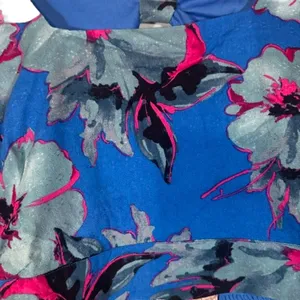 Band of the Free Blue Floral Key Hole Back Square Neck Crop Top Women Sz M thumbnail 6