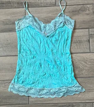 Xhilaration Blue Fitted Lace Camisole thumbnail 1