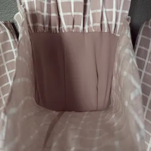 Allison & Kelly Checkered Peplum Romper Tan thumbnail 3