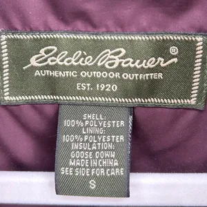 Eddie Bauer Womens Goose Down Puffer Vest Maroon‎ Burgundy Diamond Quilted Small thumbnail 4