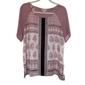 LOFT Sheer Blouse, XL, Mauve Pink Color thumbnail 4
