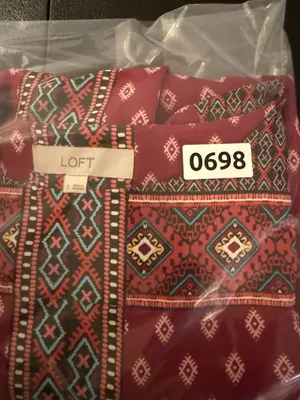 LOFT Women Magenta Red Geometric Print Boho Shift Dress Size Small thumbnail 5