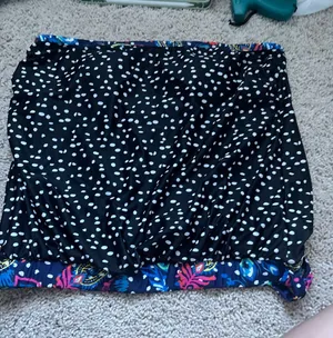 Swim top tube Polka Dot Tropical Paisley Side tie XL Black White Blue thumbnail 1