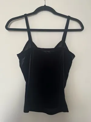 Vintage Y2K Black Velvet Cami Top Medium Romantic Going Out Minimalist Feminine thumbnail 4