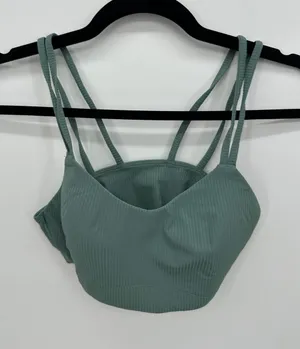 Lululemon Ribbed Strappy Back Sports Bra Sage Green Teal Size 6 Activewear thumbnail 1