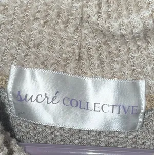 Sucre Collective Oatmeal Oversized Waffle Knit Cowl Neck Sweater thumbnail 3