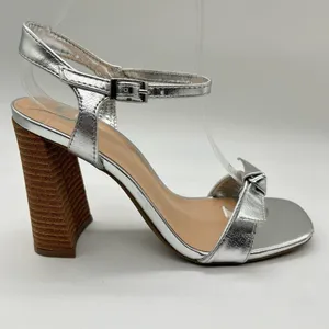 Journee Collection Sandals‎ Womens 7 Silver Dianne Heeled Open Toe Sandals NEW thumbnail 3