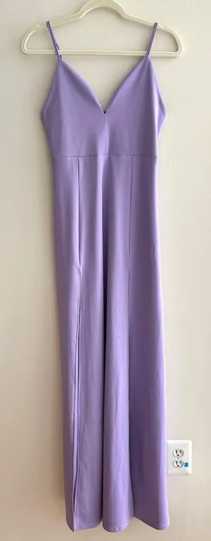 Amazon Lilac Purple Spandex Fitted Sweetheart Neckline Cocktail Dress with Slits, Medium thumbnail 1