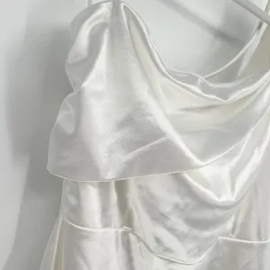 Lulus Womens Celebration Of Love White Satin One Shoulder Bodycon‎ Mini Dress XL thumbnail 5