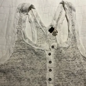 FREE PEOPLE We the Free Cotton Spandex TANK TOP Gray White Size S thumbnail 6