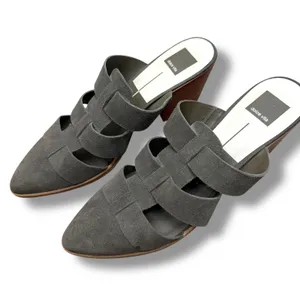 Dolce Vita Dark Grey Suede Pointed-Toe Fisherman Cage Slip-On Block Heel Mules thumbnail 5