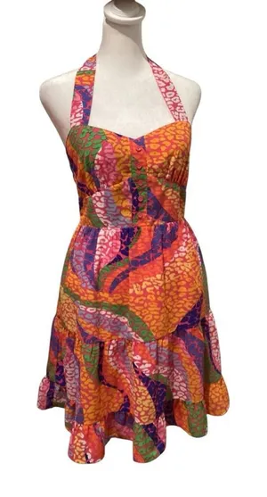 Joy Joy Multicolor Halter Mini Dress XS Pink thumbnail 1