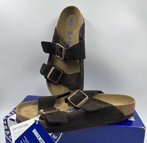 Birkenstock Arizona Mocca Brown Soft Footbed Suede Leather Women Sandals Size 8 thumbnail 1