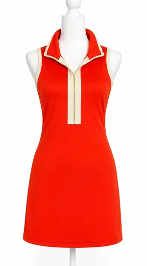 Jess Lea Red & White Quarter-Zip Sleeveless Mini Dress Size S thumbnail 1