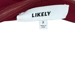 Likely Driggs Midi Dress Sheath Strapless Ruffle Burgundy Red Purple‎ Size 2 thumbnail 13