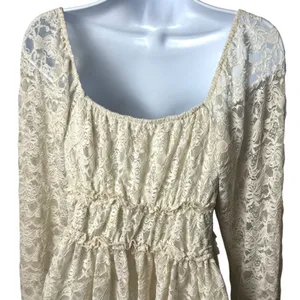 Altar's State Ivory Lace Sweetheart Babydoll Blouse Cottagecore Fairy Feminine S thumbnail 6