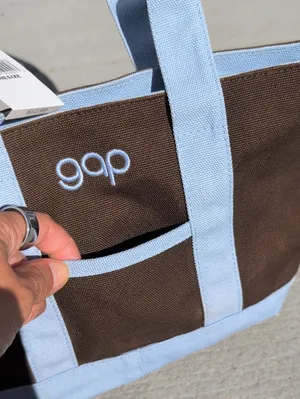 NWT GAP Brown Canvas Mini Tote | Gap Zipper Top Mini Canvas Tote thumbnail 7