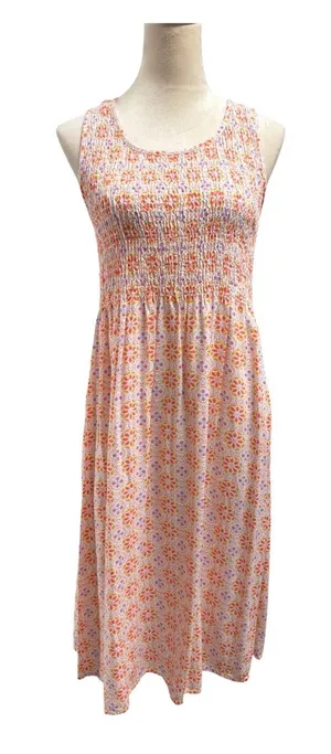 Croft & Barrow Women's Medium Floral Smocked Sleeveless Midi Dress Rayon thumbnail 1