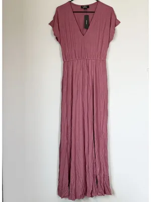 NWT Lulus Easy for Me Rusty Rose Short Sleeve Stretch Jersey Maxi Dress - Medium thumbnail 2