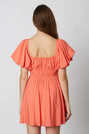COTTON CANDY Coral Puff Sleeve Mini Dress thumbnail 3