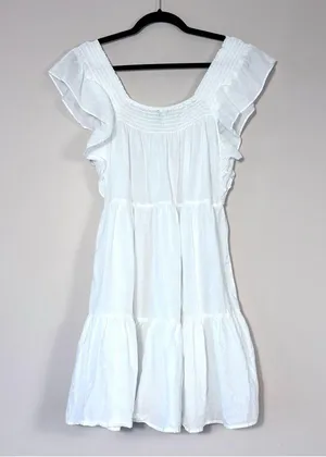 J. Crew Flutter Sleeve Voile Mini Dress in White Large thumbnail 3