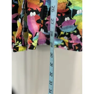 Cotonality Multi Colored Frogs Short Sleeve Snap‎ Up Round Pockets Size Small thumbnail 3