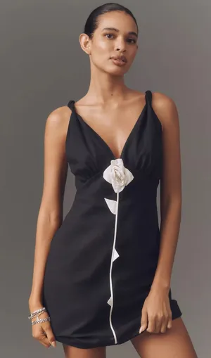 Farm Rio Linen Blend V-Neck Rosette Mini Dress, Size Small, $248 thumbnail 1