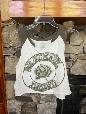 American Eagle Grateful Dead Crop Top Beach Lightweight White with Green thumbnail 6
