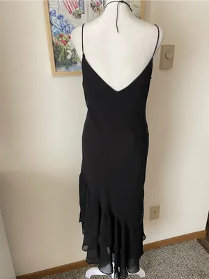 Dressbarn Vintage 90s Y2K Asymmetrical Beaded Ruffle Slip Midi Dress Size US 8 thumbnail 7