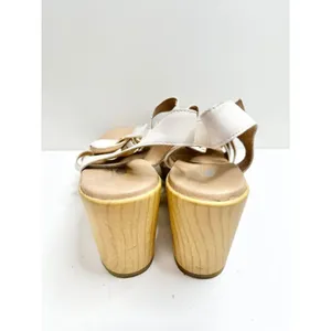 Dr. Scholl’s Sandals Size 9.5 White Leather Open‎ Toe Platform Shoes Buckle thumbnail 9