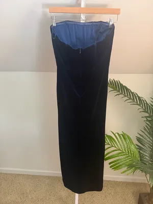 Bardot EVERLASTING VELOUR NAVY MIDI DRESS‎ Small US 4 thumbnail 5