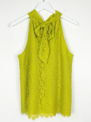 J. Crew lace Chartreuse bow tie back halter top whimsy fairy preppy size S small thumbnail 2