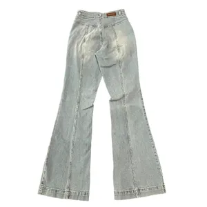 Shyanne High Waisted Flare Jeans Light Wash Seam Front Patch Pocket Western Boho thumbnail 4