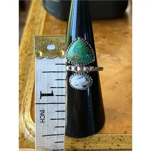 Royston Turquoise White Buffalo Sterling Silver Ring Size 7 thumbnail 7