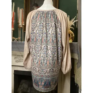 Vintage America Women Large Floral Paisley Embroidered Peasant Tunic Top thumbnail 3