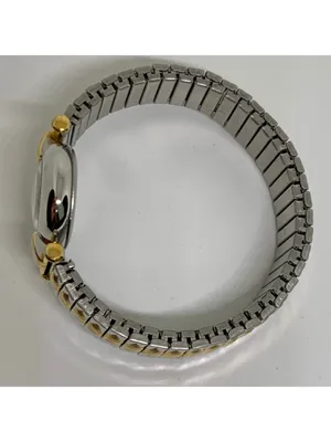 Women’s quartz analog watch silver gold tone 23mm stretch band running thumbnail 9