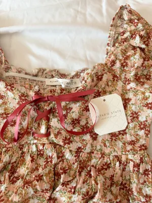 Altar’d State Ivory And Rust Floral Tie Front Babydoll Blouse Size XS thumbnail 3