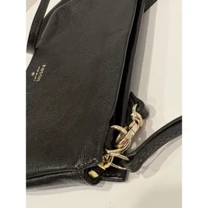 Designer FOSSIL Mini Crossbody Bag Purse In Black Leather EUC thumbnail 3